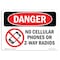 Signmission OSHA Sign, No Cellular Phones Or 2-Way Radios, 10in X 7in Rigid Plastic, 7" W, 10" L, Landscape OS-DS-P-710-L-1464 - alternate 1